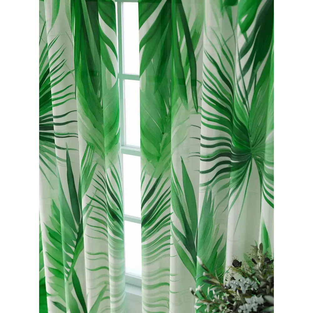 Фото 6 Комплект штор At home Базовая коллекция AT521889-240 на шторной ленте 240x150 см цвет зеленый