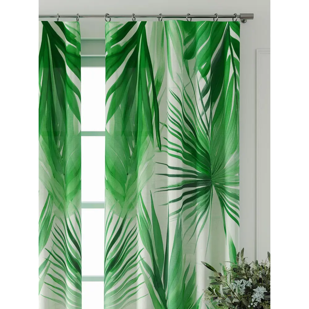 Фото 5 Комплект штор At home Базовая коллекция AT521889-240 на шторной ленте 240x150 см цвет зеленый