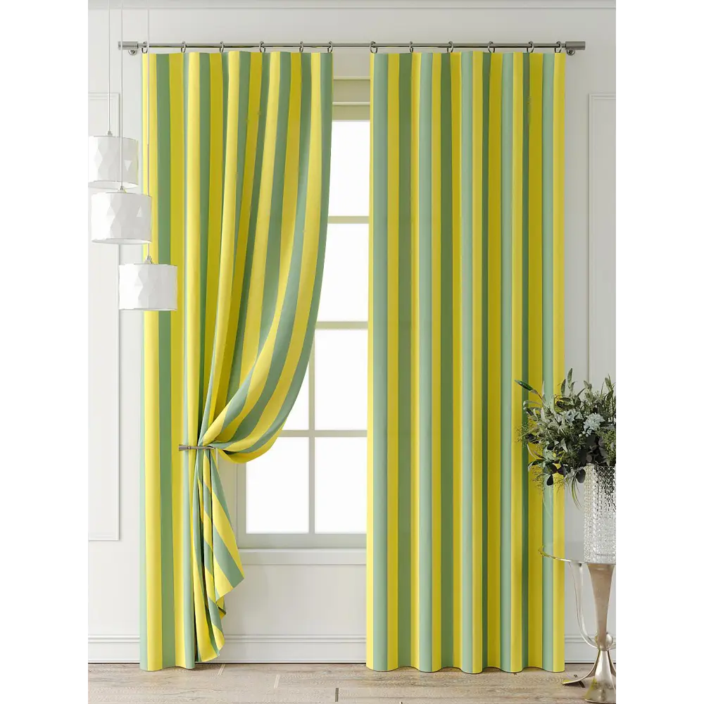 Фото 5 Комплект штор At home Базовая коллекция AT521683-240 на шторной ленте 240x150 см цвет зеленый