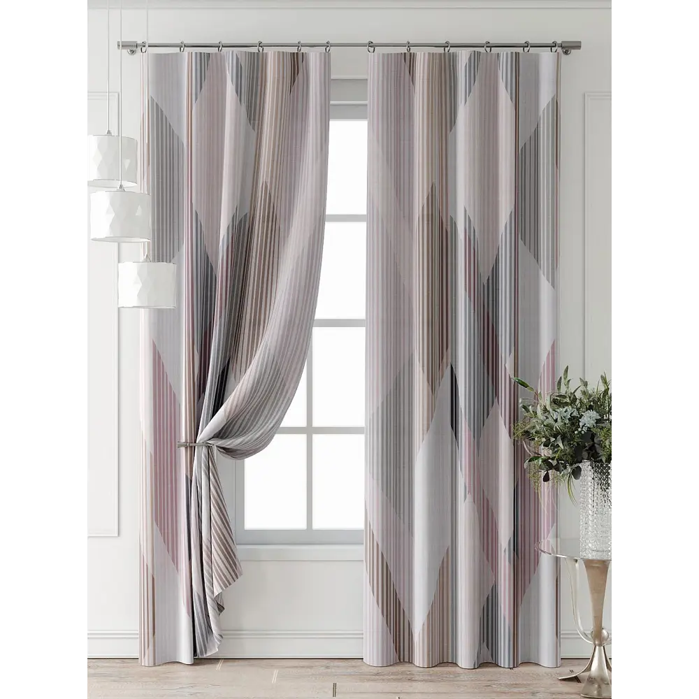 Фото 3 Комплект штор At home Базовая коллекция AT521738-240 на шторной ленте 240x150 см цвет бежевый Фото 3 Комплект штор At home Базовая коллекция AT521738-240 на шторной ленте 240x150 см цвет бежевый