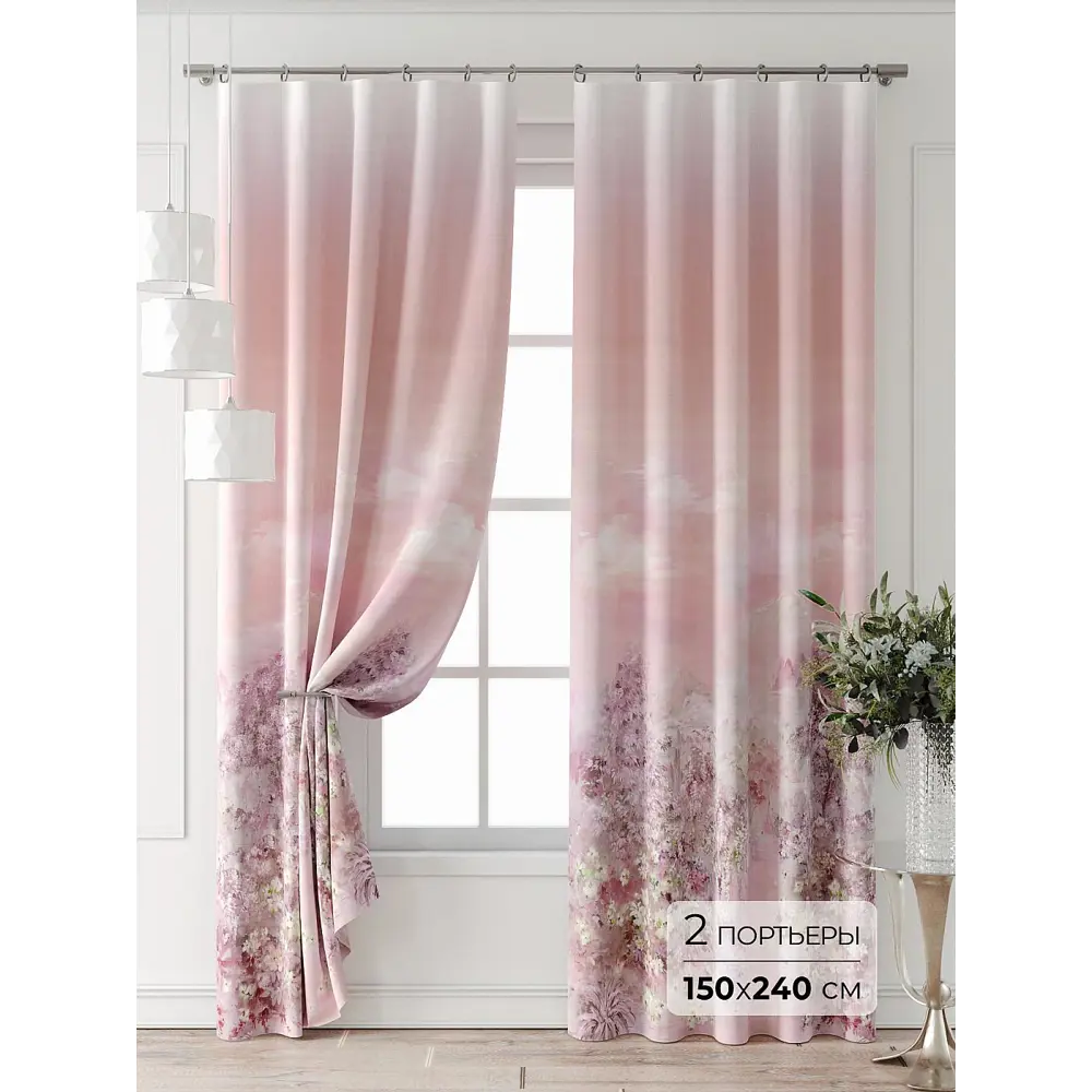 Фото 2 Комплект штор At home Базовая коллекция AT521741-240 на шторной ленте 240x150 см цвет белый Фото 2 Комплект штор At home Базовая коллекция AT521741-240 на шторной ленте 240x150 см цвет белый