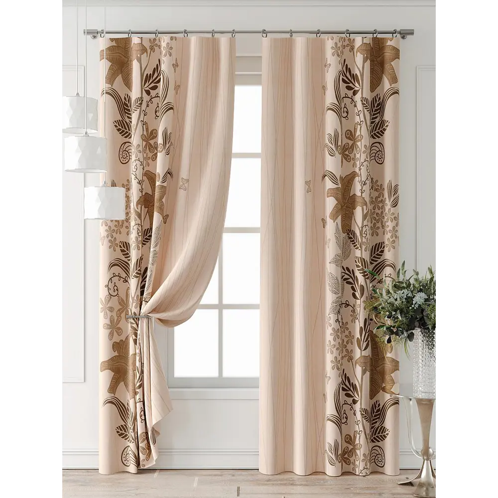 Фото 7 Комплект штор At home Базовая коллекция AT521782-240 на шторной ленте 240x150 см цвет коричневый Фото 7 Комплект штор At home Базовая коллекция AT521782-240 на шторной ленте 240x150 см цвет коричневый