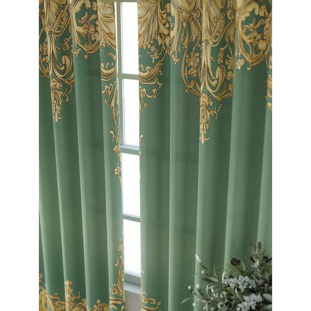 Фото 4 Комплект штор At home Базовая коллекция AT521375-240 на шторной ленте 240x150 см цвет зеленый