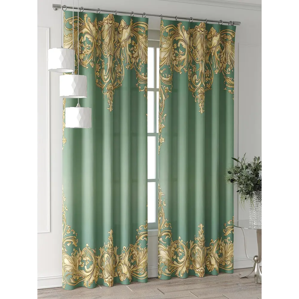 Фото 3 Комплект штор At home Базовая коллекция AT521375-240 на шторной ленте 240x150 см цвет зеленый Фото 3 Комплект штор At home Базовая коллекция AT521375-240 на шторной ленте 240x150 см цвет зеленый