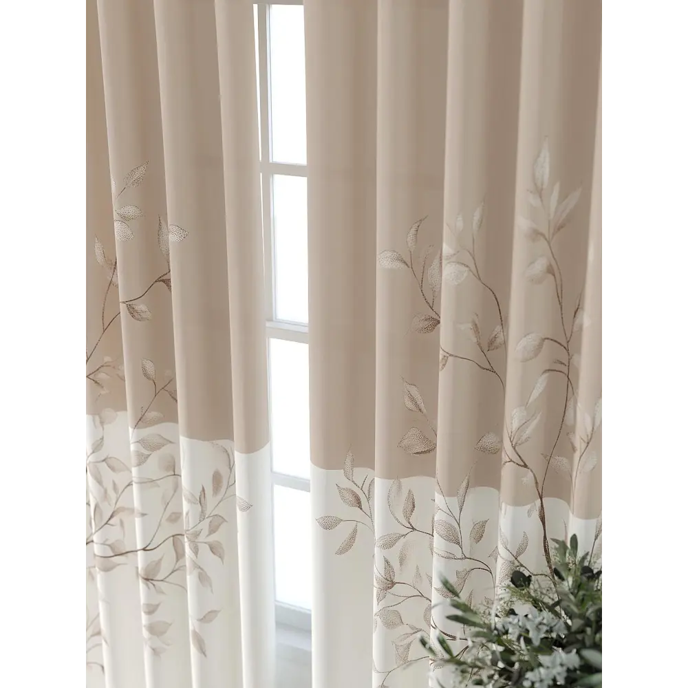 Фото 4 Комплект штор At home Базовая коллекция AT521422-240 на шторной ленте 240x150 см цвет бежевый