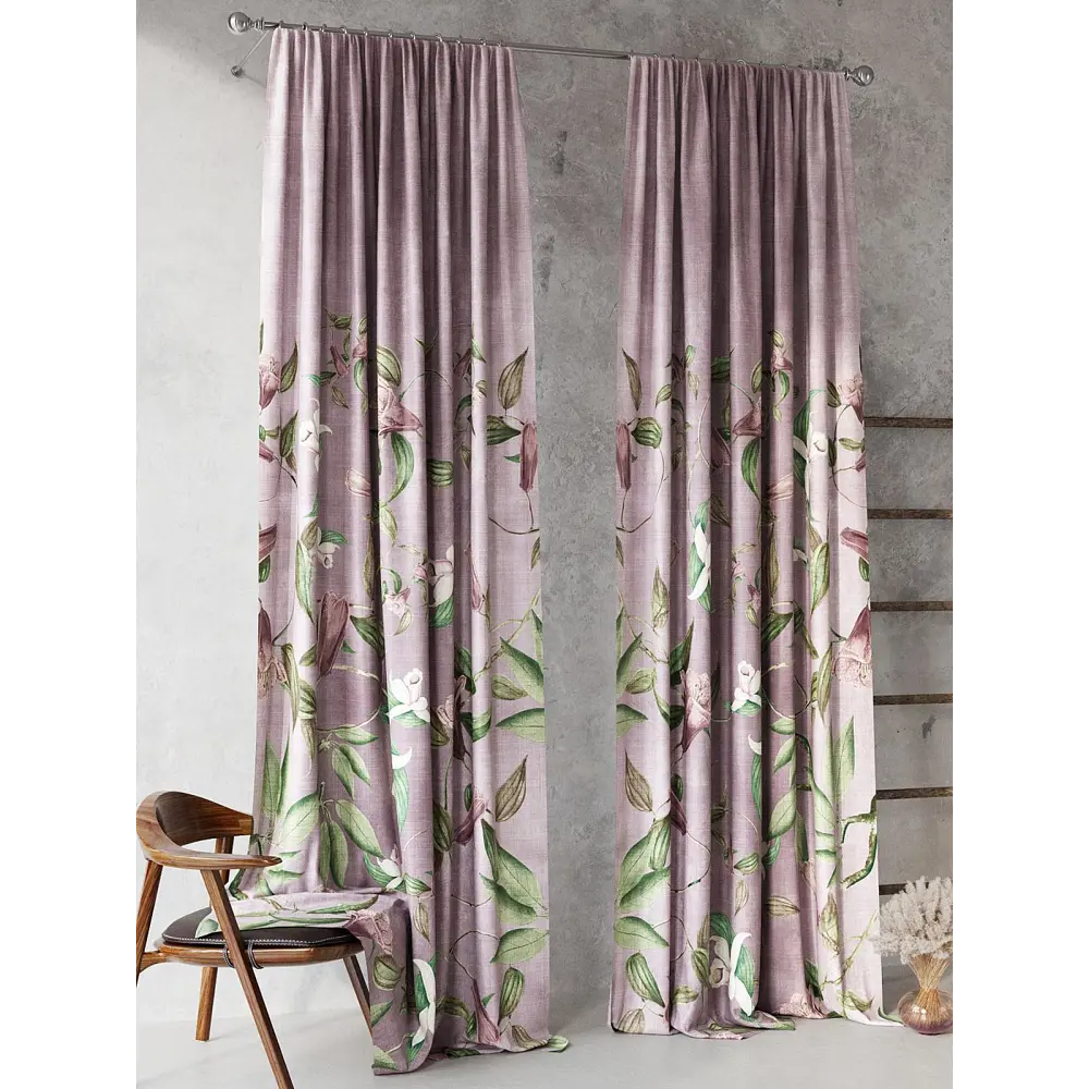 Фото Комплект штор At home Базовая коллекция AT521053-240 на шторной ленте 240x150 см цвет фиолетовый