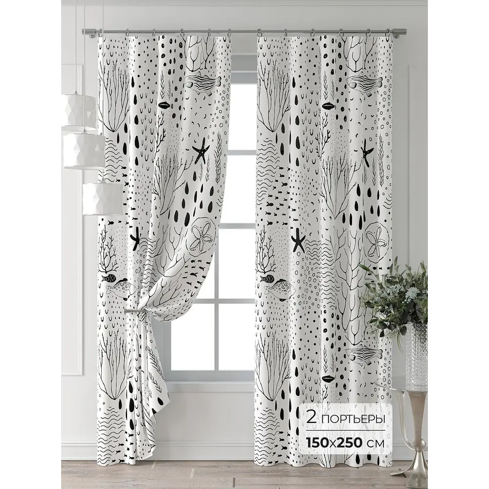 Фото 6 Комплект штор At home Базовая коллекция AT521592-250 на шторной ленте 250x150 см цвет белый