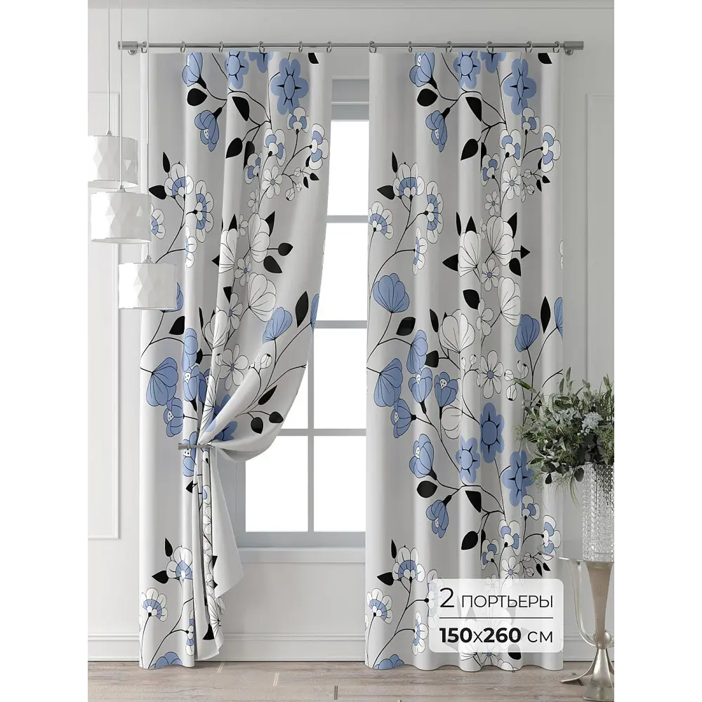 Фото 6 Комплект штор At home Базовая коллекция AT521964-260 на шторной ленте 260x150 см цвет белый