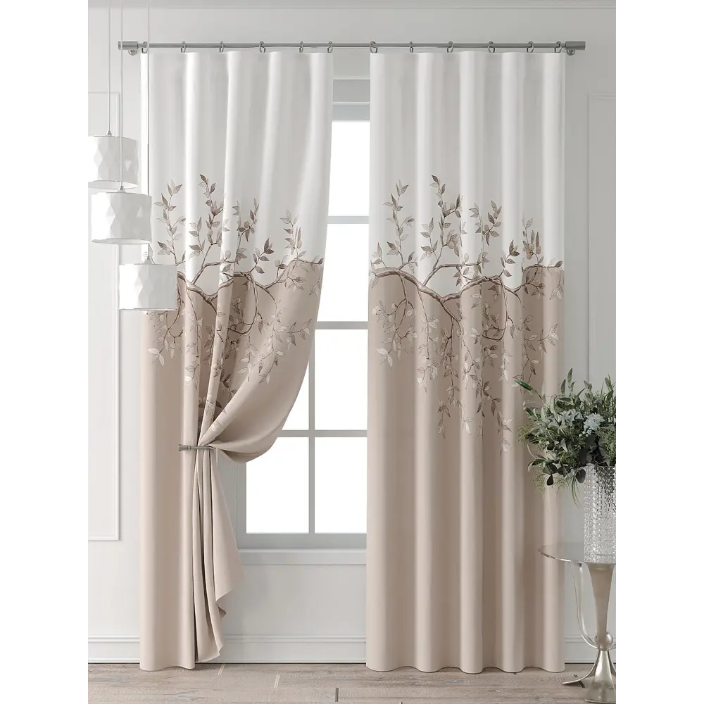 Фото 4 Комплект штор At home Базовая коллекция AT521580-260 на шторной ленте 260x150 см цвет бежевый