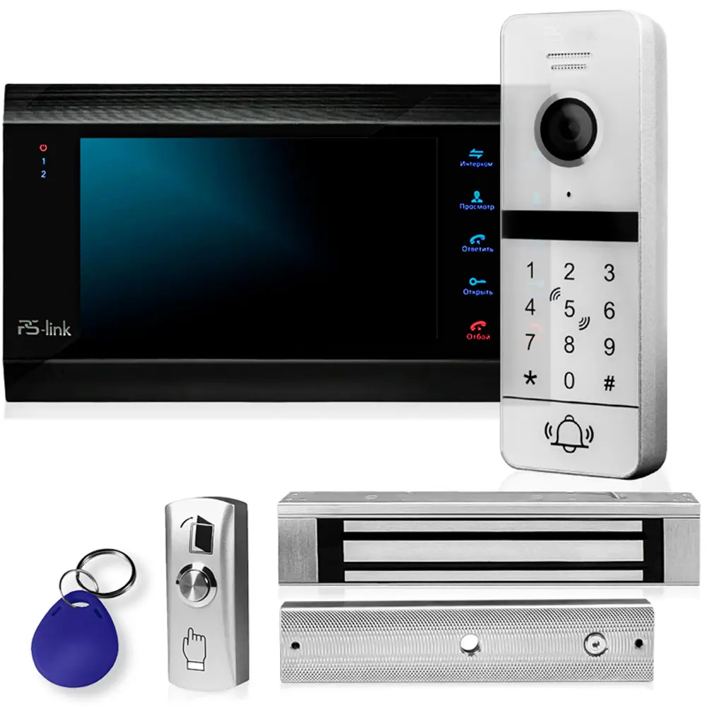 Фото Комплект видеодомофона Ps-link KIT-7627BW-18 7" цвет чёрный Фото Комплект видеодомофона Ps-link KIT-7627BW-18 7" цвет чёрный