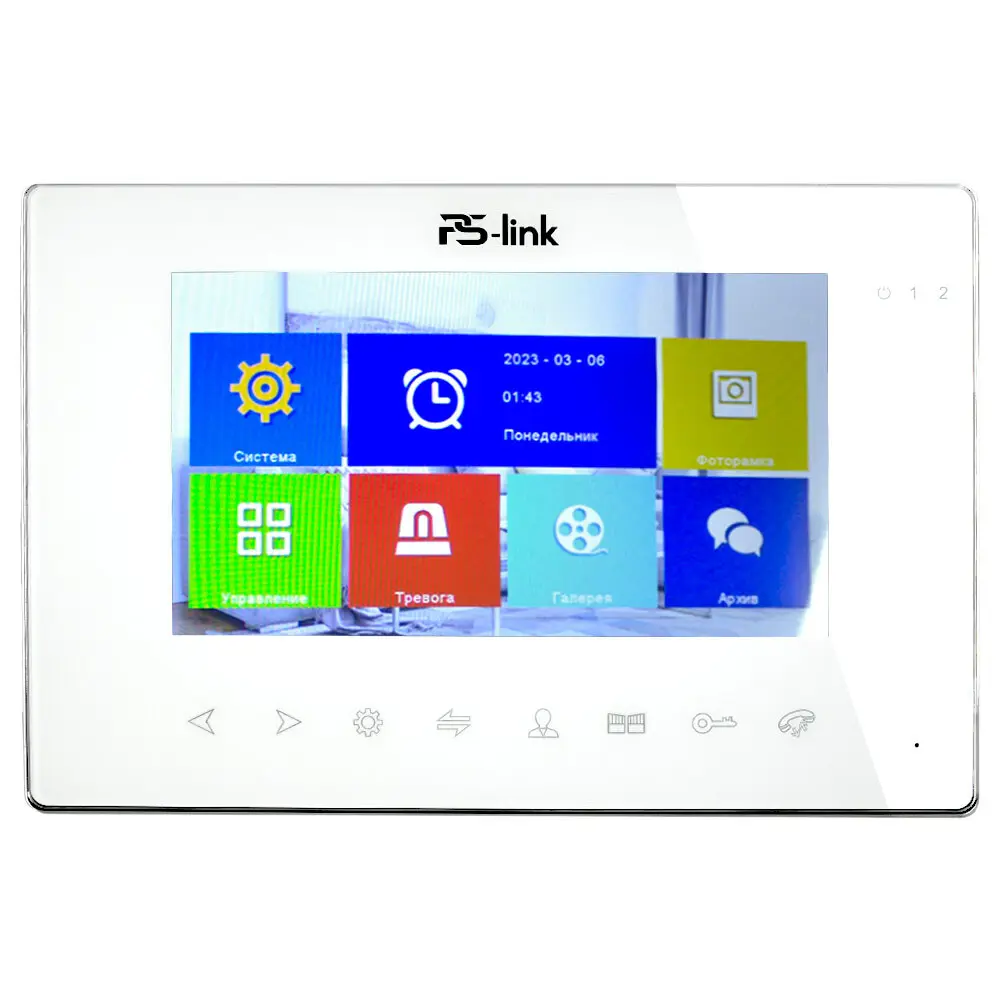 Фото 12 Комплект WI-FI видеодомофона Ps-link KIT-714TDP-206CR-B 7" цвет белый Фото 12 Комплект WI-FI видеодомофона Ps-link KIT-714TDP-206CR-B 7" цвет белый