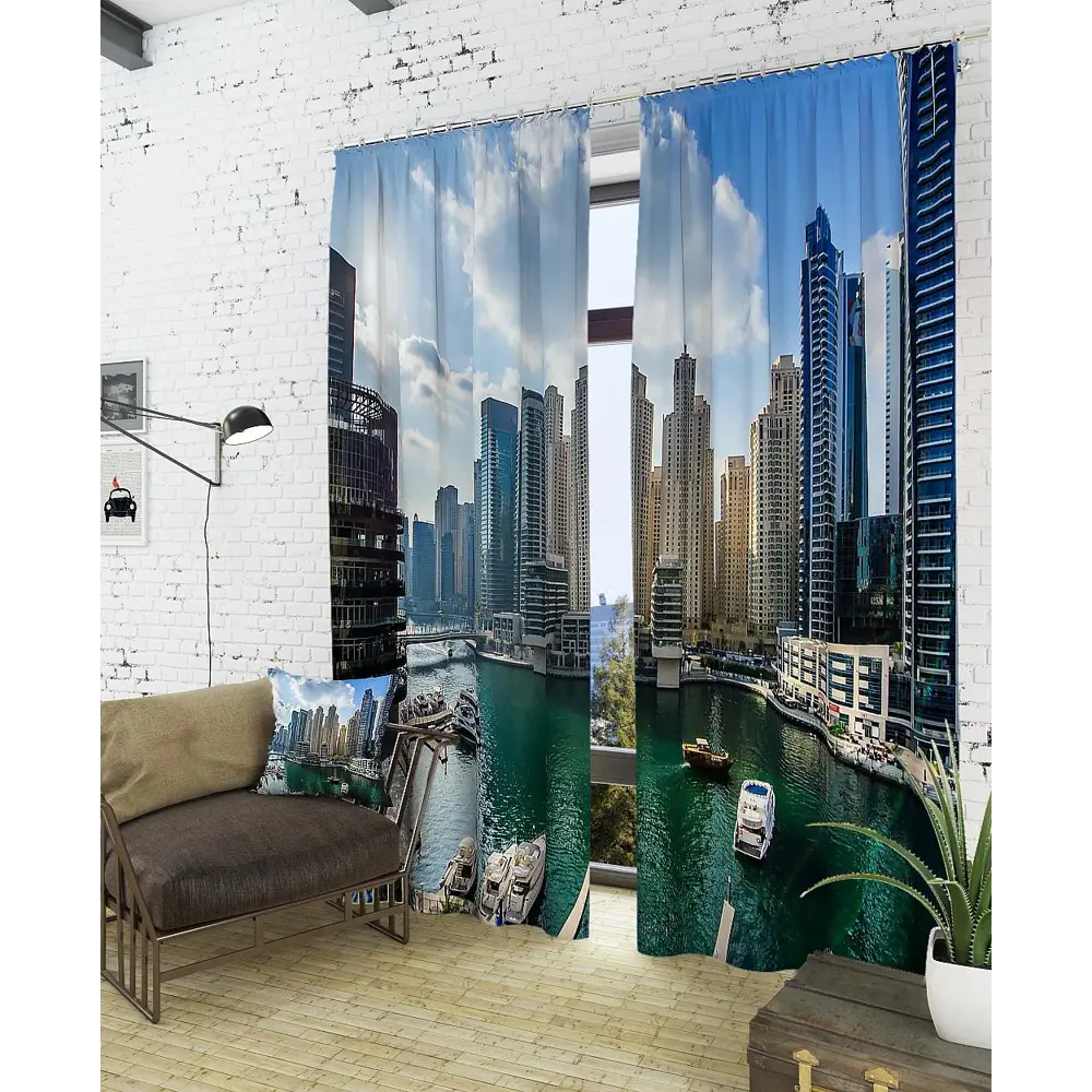 Фото 2 Комплект штор на ленте At Home Персидский залив 150x260 см блэкаут цвет синий/голубой AA900134 Фото 2 Комплект штор на ленте At Home Персидский залив 150x260 см блэкаут цвет синий/голубой AA900134