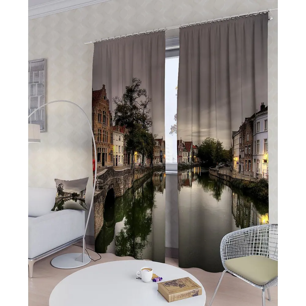 Фото 2 Комплект штор на ленте блэкаут At Home Сумрачная набережная 150x260 см цвет черный/зеленый AA900082 Фото 2 Комплект штор на ленте блэкаут At Home Сумрачная набережная 150x260 см цвет черный/зеленый AA900082