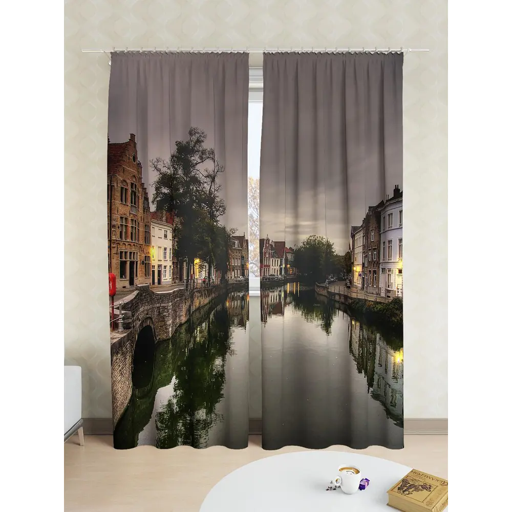 Фото 3 Комплект штор на ленте блэкаут At Home Сумрачная набережная 150x260 см цвет черный/зеленый AA900082 Фото 3 Комплект штор на ленте блэкаут At Home Сумрачная набережная 150x260 см цвет черный/зеленый AA900082