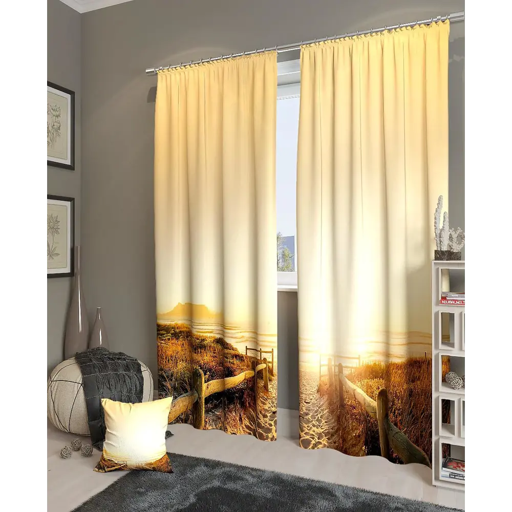 Фото 2 Комплект штор на ленте блэкаут At Home Дорога к закату 150x260 см цвет коричневый AA900096 Фото 2 Комплект штор на ленте блэкаут At Home Дорога к закату 150x260 см цвет коричневый AA900096