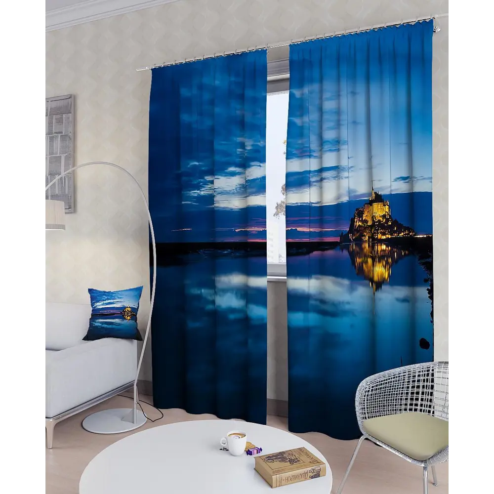 Фото 2 Комплект штор на ленте At Home Вечерний уют 150x260 см блэкаут цвет желтый/розовый/голубой AA900098 Фото 2 Комплект штор на ленте At Home Вечерний уют 150x260 см блэкаут цвет желтый/розовый/голубой AA900098