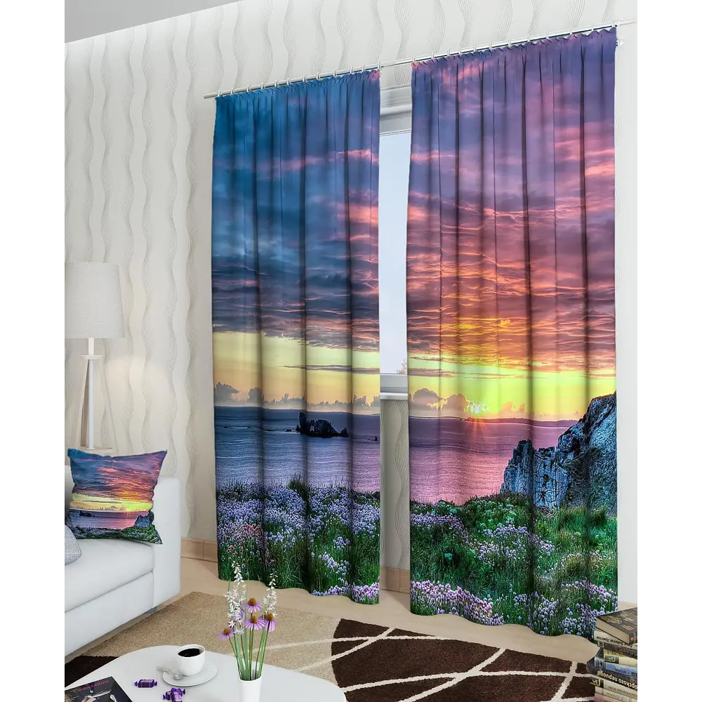 Фото 2 Комплект штор на ленте блэкаут At Home Сиреневый закат 150x260 см цвет разноцветный AA900142 Фото 2 Комплект штор на ленте блэкаут At Home Сиреневый закат 150x260 см цвет разноцветный AA900142