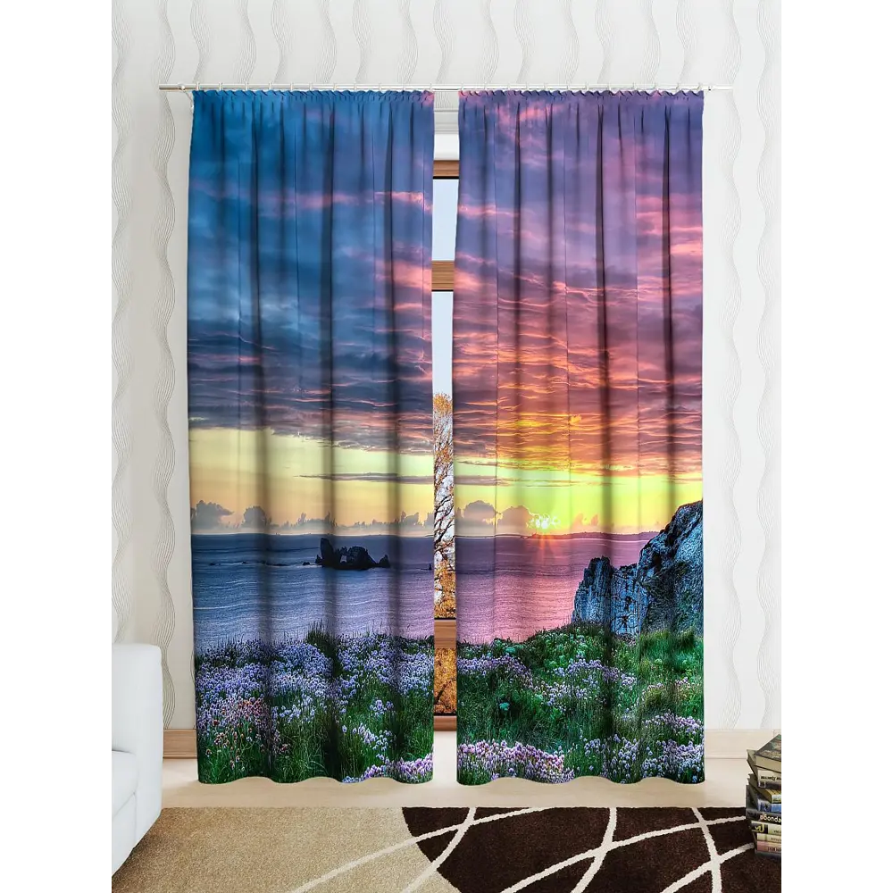 Фото 3 Комплект штор на ленте блэкаут At Home Сиреневый закат 150x260 см цвет разноцветный AA900142 Фото 3 Комплект штор на ленте блэкаут At Home Сиреневый закат 150x260 см цвет разноцветный AA900142