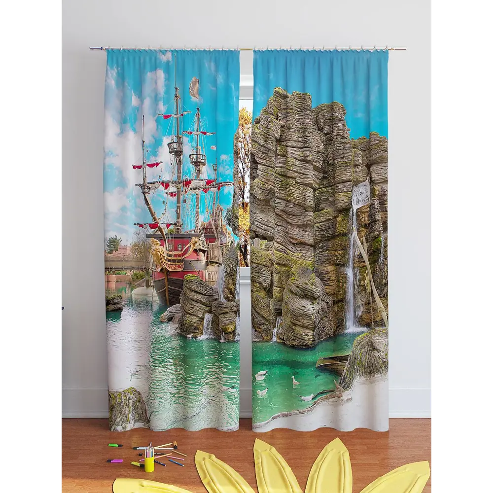 Фото 3 Комплект штор на ленте At Home Струе 150x260 см блэкаут цвет синий/красный/голубой/зеленый AA900384 Фото 3 Комплект штор на ленте At Home Струе 150x260 см блэкаут цвет синий/красный/голубой/зеленый AA900384