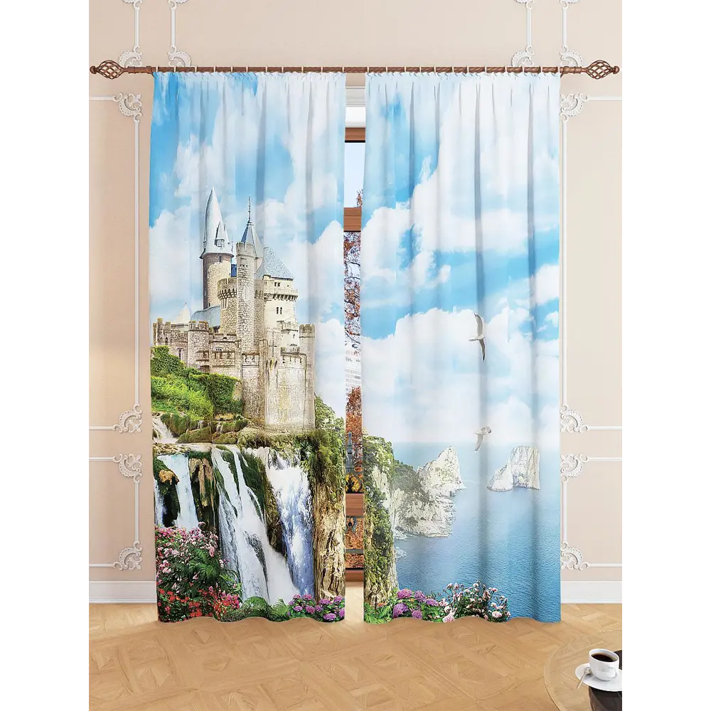 Фото 2 Комплект штор на ленте At Home Ярис 150x260 см блэкаут цвет белый/бежевый/голубой/зеленый AA900590 Фото 2 Комплект штор на ленте At Home Ярис 150x260 см блэкаут цвет белый/бежевый/голубой/зеленый AA900590