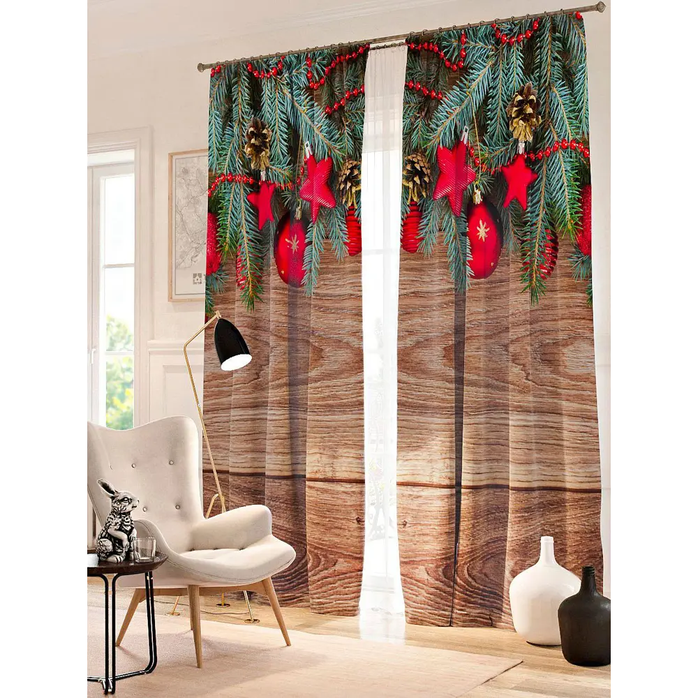 Фото Комплект штор на ленте At Home Новогоднее ассорти 150x260 см блэкаут цвет красный/зеленый AA900717 Фото Комплект штор на ленте At Home Новогоднее ассорти 150x260 см блэкаут цвет красный/зеленый AA900717
