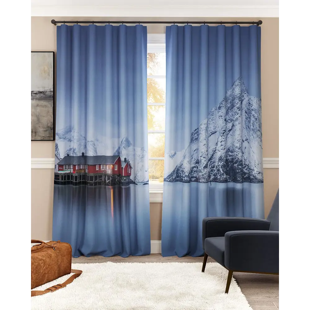 Фото Штора на ленте At Home Домик в горах 150x260 см блэкаут цвет красный/голубой/черный AA900869 Фото Штора на ленте At Home Домик в горах 150x260 см блэкаут цвет красный/голубой/черный AA900869