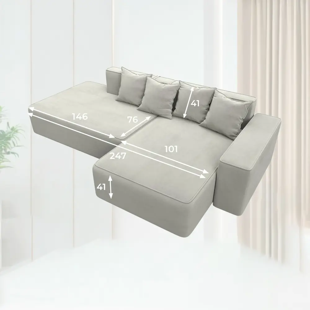 Фото 12 Диван угловой Лига-079 угол правый Лига диванов 129820 277x77x155 см велюр цвет tower 01 молочный Фото 12 Диван угловой Лига-079 угол правый Лига диванов 129820 277x77x155 см велюр цвет tower 01 молочный