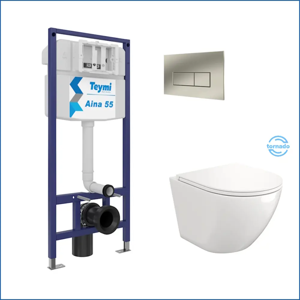 Фото 2 Инсталляция с унитазом комплект 5 в 1 Teymi унитаз подвесной безободковый торнадо Lina Vortex кнопка нержавеющая сталь F13833 Фото 2 Инсталляция с унитазом комплект 5 в 1 Teymi унитаз подвесной безободковый торнадо Lina Vortex кнопка нержавеющая сталь F13833