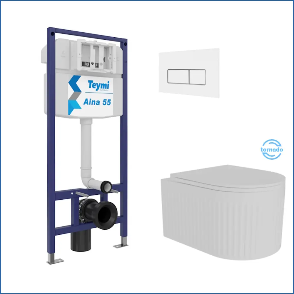 Фото 2 Инсталляция с унитазом комплект 5 в 1 Teymi унитаз подвесной безободковый торнадо Martta Vortex кнопка белая/хром F14563 Фото 2 Инсталляция с унитазом комплект 5 в 1 Teymi унитаз подвесной безободковый торнадо Martta Vortex кнопка белая/хром F14563