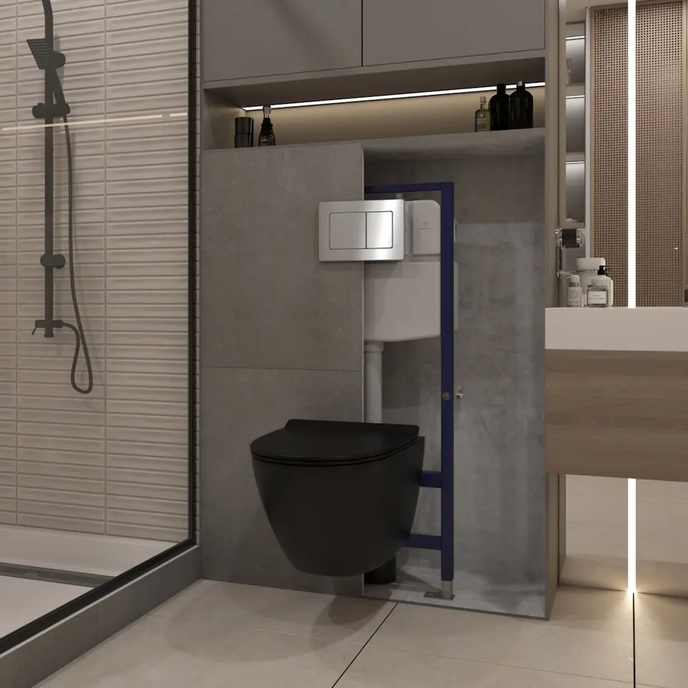 Фото 5 Инсталляция с унитазом комплект 5 в 1 Teymi F15018 унитаз подвесной безободковый торнадо черный Lina Pro Vortex Black кнопка нержавеющая сталь Фото 5 Инсталляция с унитазом комплект 5 в 1 Teymi F15018 унитаз подвесной безободковый торнадо черный Lina Pro Vortex Black кнопка нержавеющая сталь