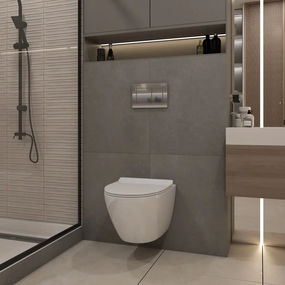 Фото 4 Комплект Teymi F14504 5 в 1 инсталляция с унитазом унитаз подвесной безободковый торнадо Lina Pro Vortex кнопка хром Фото 4 Комплект Teymi F14504 5 в 1 инсталляция с унитазом унитаз подвесной безободковый торнадо Lina Pro Vortex кнопка хром