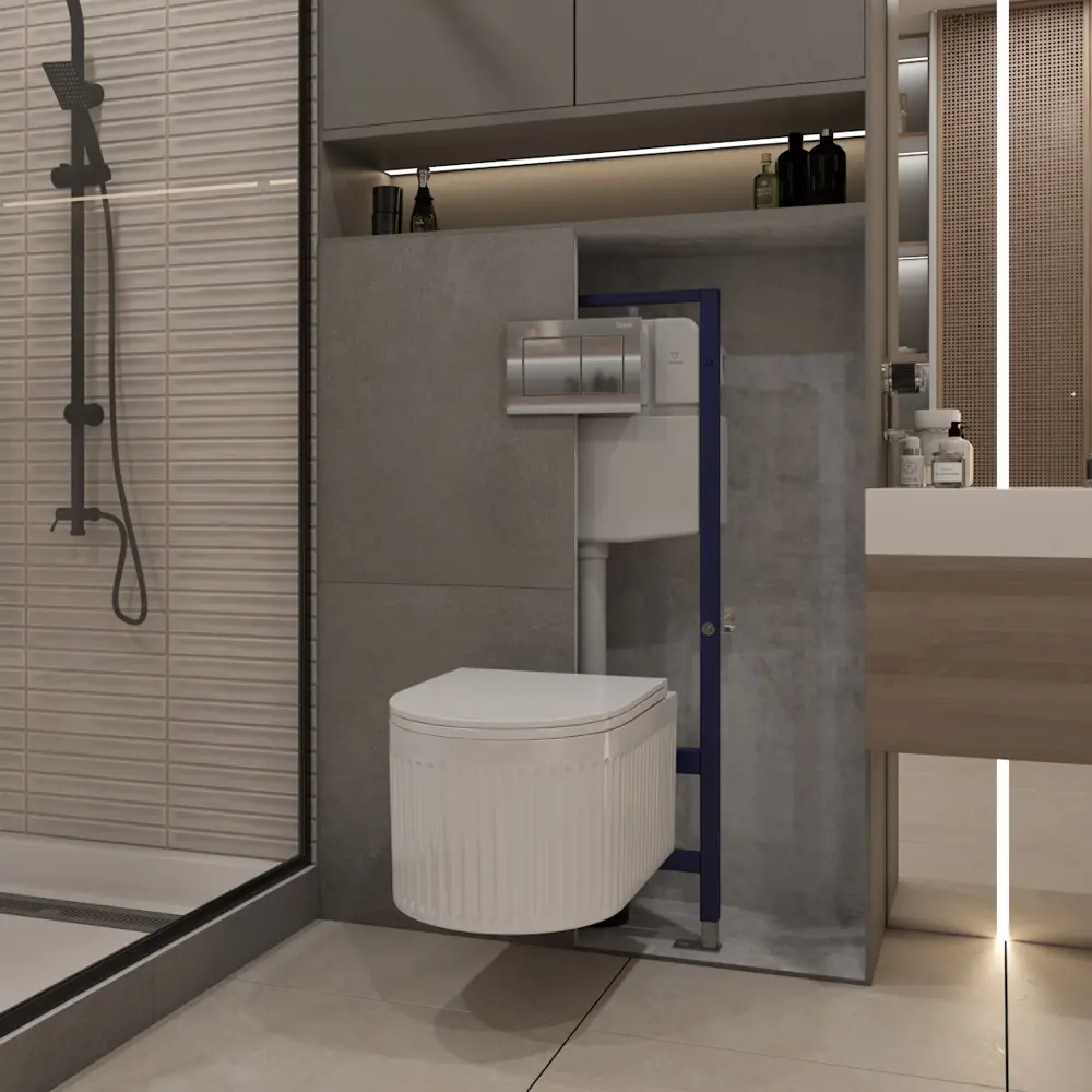 Фото 5 Комплект Teymi F14570 5 в 1 инсталляция с унитазом унитаз подвесной безободковый торнадо Martta Vortex кнопка хром Фото 5 Комплект Teymi F14570 5 в 1 инсталляция с унитазом унитаз подвесной безободковый торнадо Martta Vortex кнопка хром