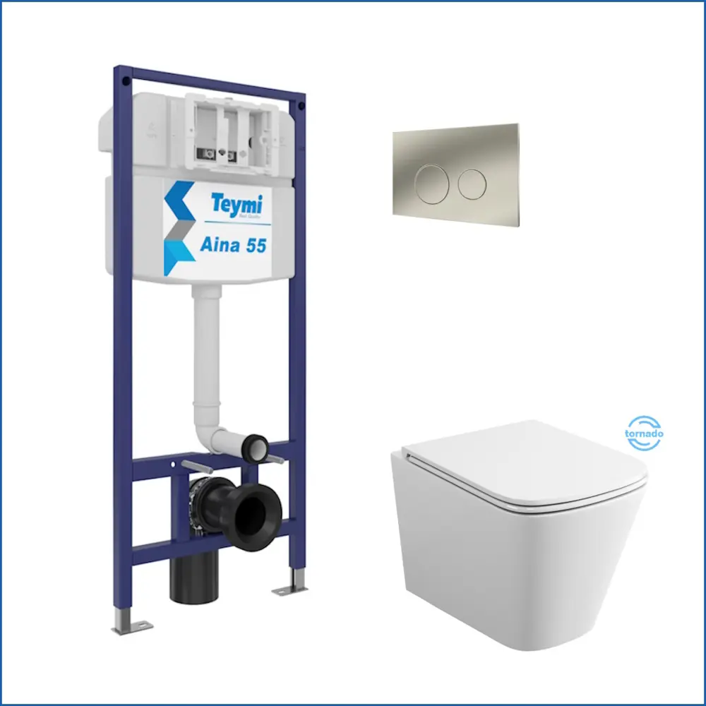 Фото 2 Комплект Teymi F13616 5 в 1 инсталляция с унитазом унитаз подвесной безободковый торнадо Helmi Vortex кнопка нержавеющая сталь Фото 2 Комплект Teymi F13616 5 в 1 инсталляция с унитазом унитаз подвесной безободковый торнадо Helmi Vortex кнопка нержавеющая сталь