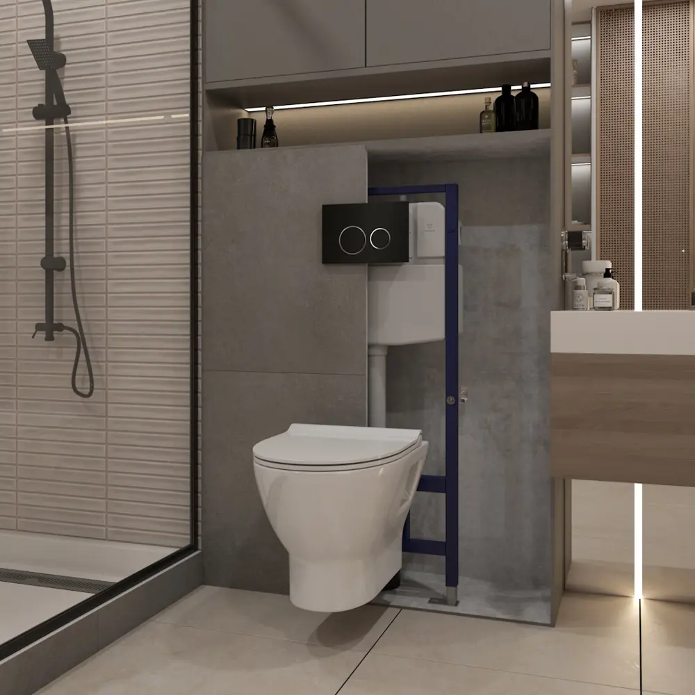 Фото 5 Комплект Teymi F13859 5 в 1 инсталляция с унитазом унитаз подвесной безободковый Ritta кнопка черная/хром Фото 5 Комплект Teymi F13859 5 в 1 инсталляция с унитазом унитаз подвесной безободковый Ritta кнопка черная/хром