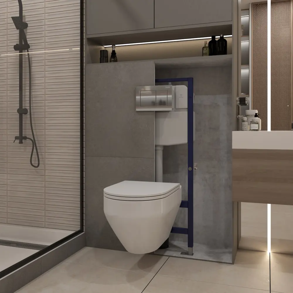 Фото 4 Комплект инсталляция с унитазом Teymi 5 в 1 F13800: унитаз подвесной безободковый Demi кнопка хром Фото 4 Комплект инсталляция с унитазом Teymi 5 в 1 F13800: унитаз подвесной безободковый Demi кнопка хром