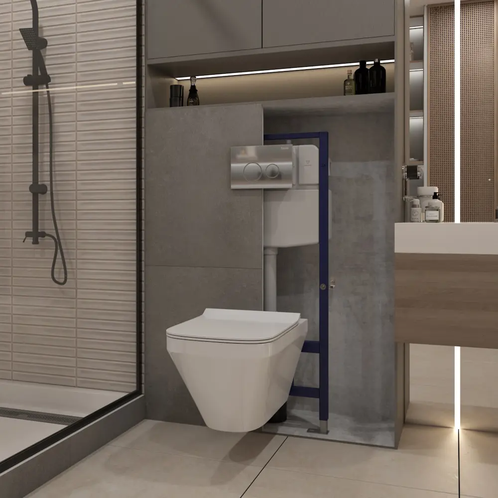 Фото 5 Комплект инсталляция с унитазом Teymi 5 в 1 F13688: унитаз подвесной безободковый Kati кнопка хром Фото 5 Комплект инсталляция с унитазом Teymi 5 в 1 F13688: унитаз подвесной безободковый Kati кнопка хром