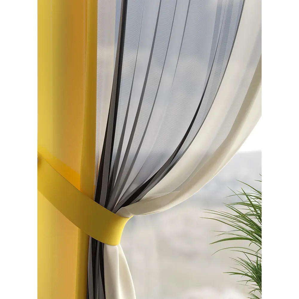 Фото 3 Тюль на шторной ленте At Home Монглис 150x250 см цвет желто-серый Фото 3 Тюль на шторной ленте At Home Монглис 150x250 см цвет желто-серый