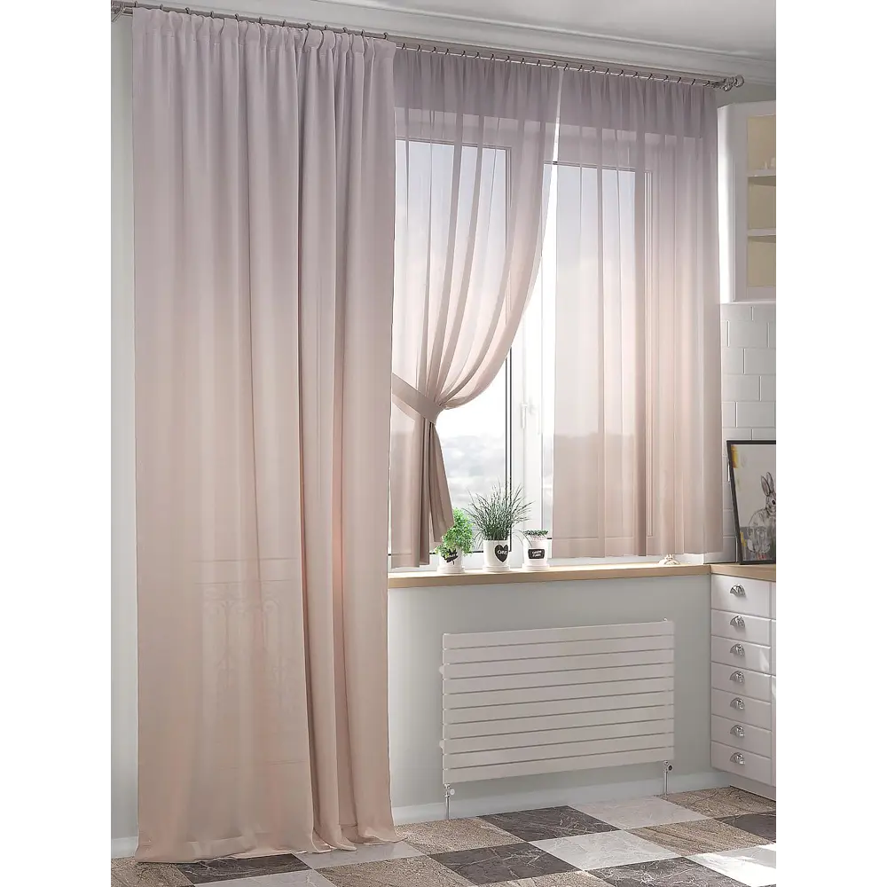 Фото 4 Тюль на шторной ленте At Home Ренмилис 150x250 см цвет бежевый, розовый Фото 4 Тюль на шторной ленте At Home Ренмилис 150x250 см цвет бежевый, розовый