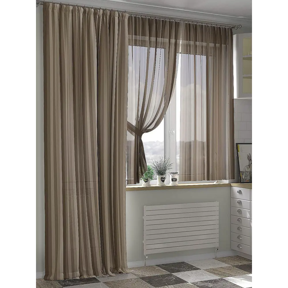 Фото 4 Тюль на шторной ленте At Home Комиленс 150x250 см цвет коричневый Фото 4 Тюль на шторной ленте At Home Комиленс 150x250 см цвет коричневый