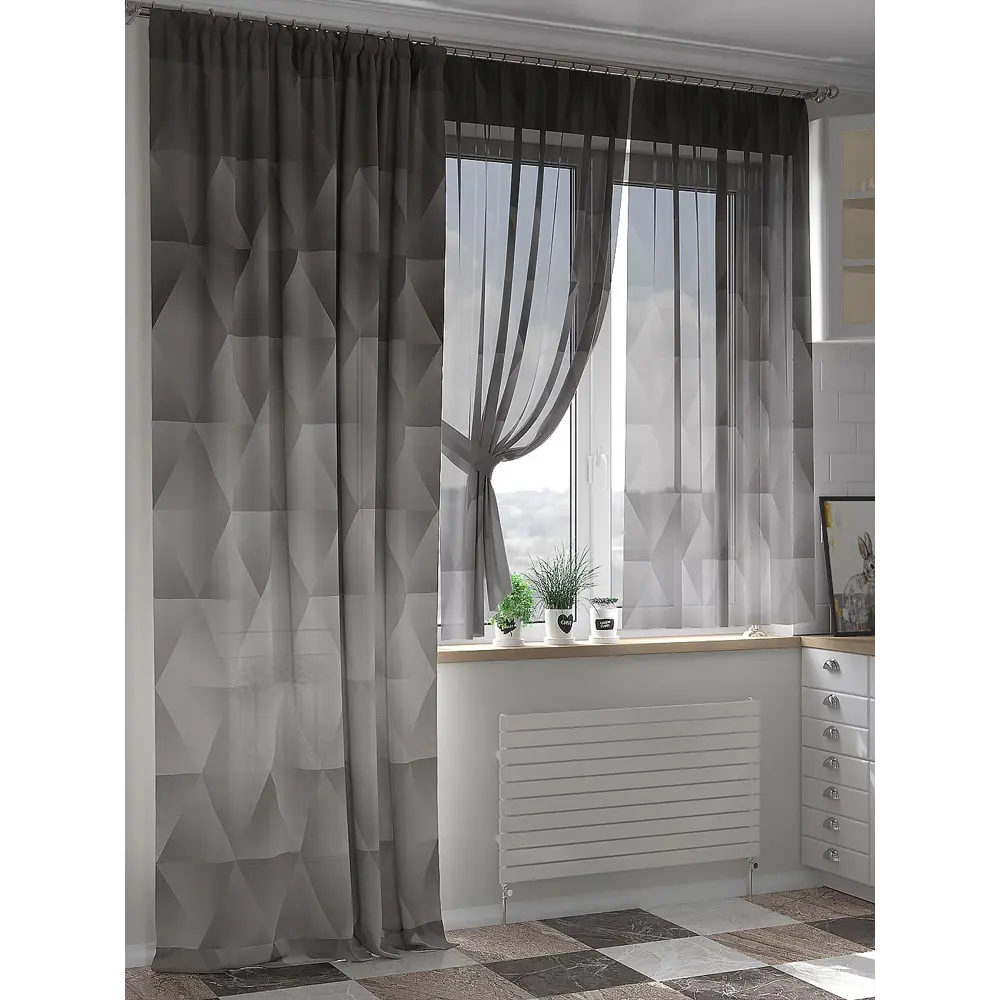 Фото 4 Тюль на шторной ленте At Home Гронмер 150x250 см цвет графит Фото 4 Тюль на шторной ленте At Home Гронмер 150x250 см цвет графит