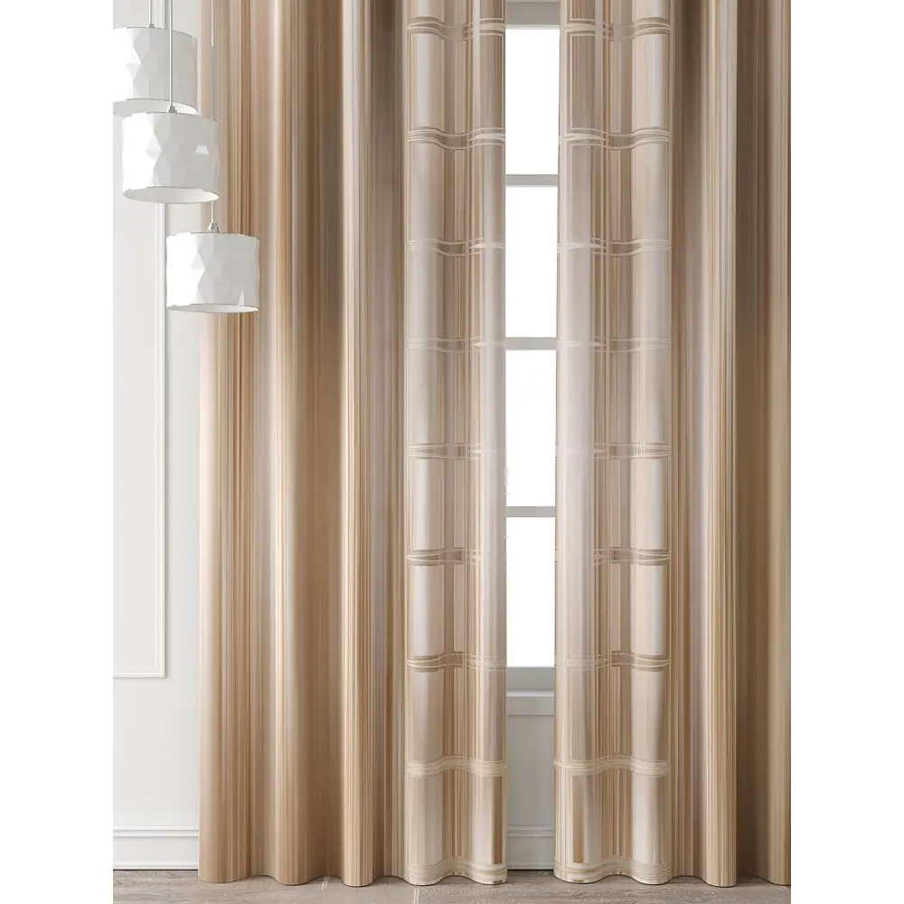 Фото 3 Комплект штор At home Базовая коллекция AT709047-280 на шторной ленте 280x150 см цвет бежевый