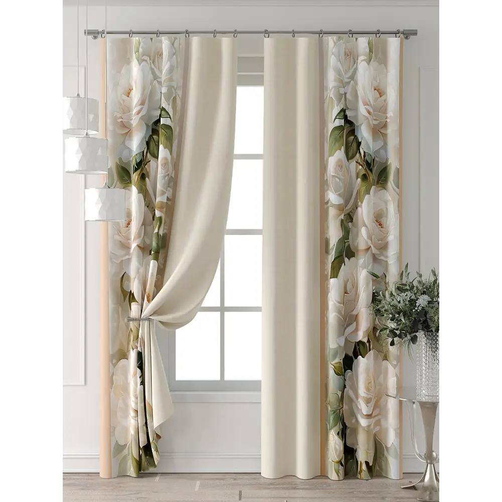 Фото 3 Комплект штор At home Базовая коллекция AT709049-270 на шторной ленте 270x150 см цвет бежевый