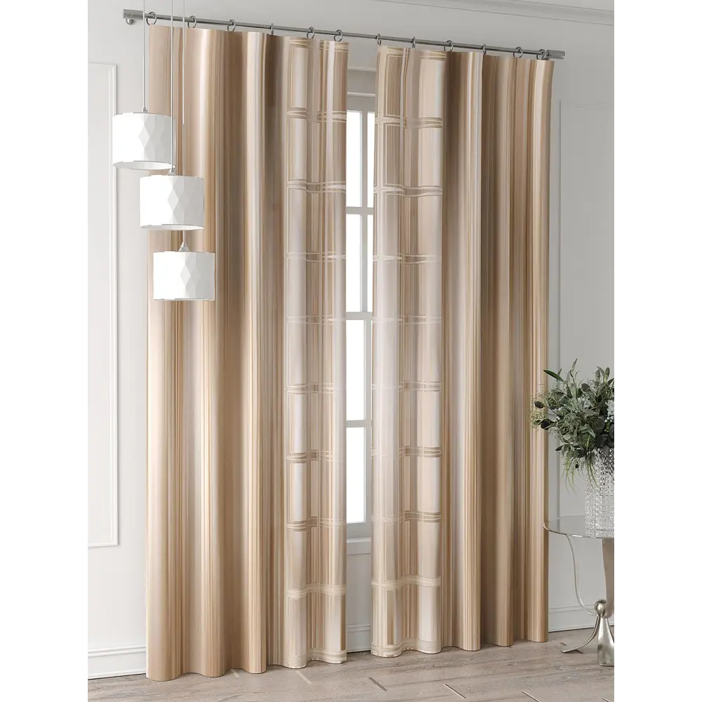 Фото 2 Комплект штор At home Базовая коллекция AT709047-250 на шторной ленте 250x150 см цвет бежевый Фото 2 Комплект штор At home Базовая коллекция AT709047-250 на шторной ленте 250x150 см цвет бежевый