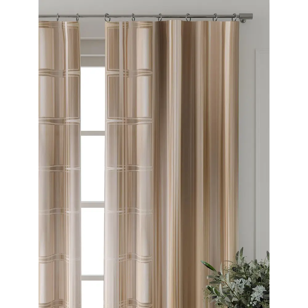 Фото 3 Комплект штор At home Базовая коллекция AT709047-250 на шторной ленте 250x150 см цвет бежевый Фото 3 Комплект штор At home Базовая коллекция AT709047-250 на шторной ленте 250x150 см цвет бежевый