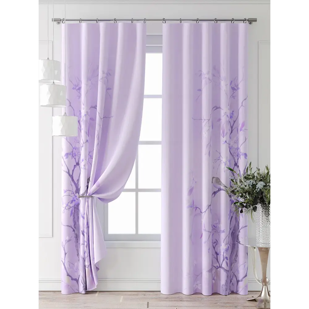 Фото 3 Комплект штор At home Базовая коллекция AT709044-230 на шторной ленте 230x150 см цвет фиолетовый Фото 3 Комплект штор At home Базовая коллекция AT709044-230 на шторной ленте 230x150 см цвет фиолетовый