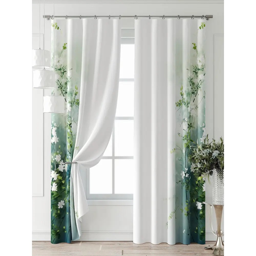 Фото 2 Комплект штор At home Базовая коллекция AT709014-230 на шторной ленте 230x150 см цвет белый Фото 2 Комплект штор At home Базовая коллекция AT709014-230 на шторной ленте 230x150 см цвет белый