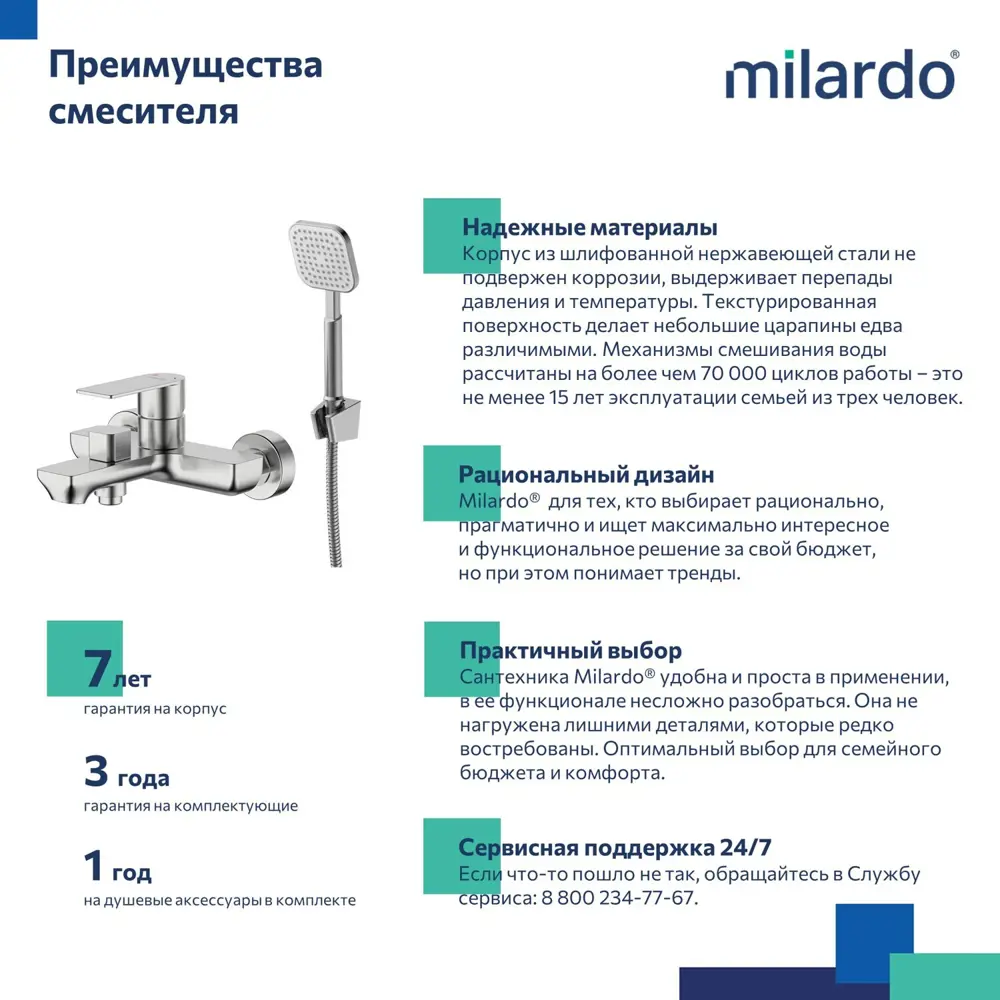 Фото 3 Смеситель для ванны Milardo Maze MAZBN00M02 цвет сатин Фото 3 Смеситель для ванны Milardo Maze MAZBN00M02 цвет сатин