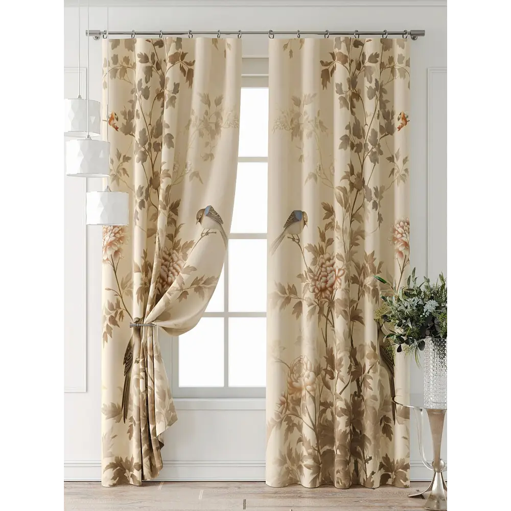 Фото 3 Комплект штор At home Базовая коллекция AT709003-280 на шторной ленте 280x150 см цвет бежевый