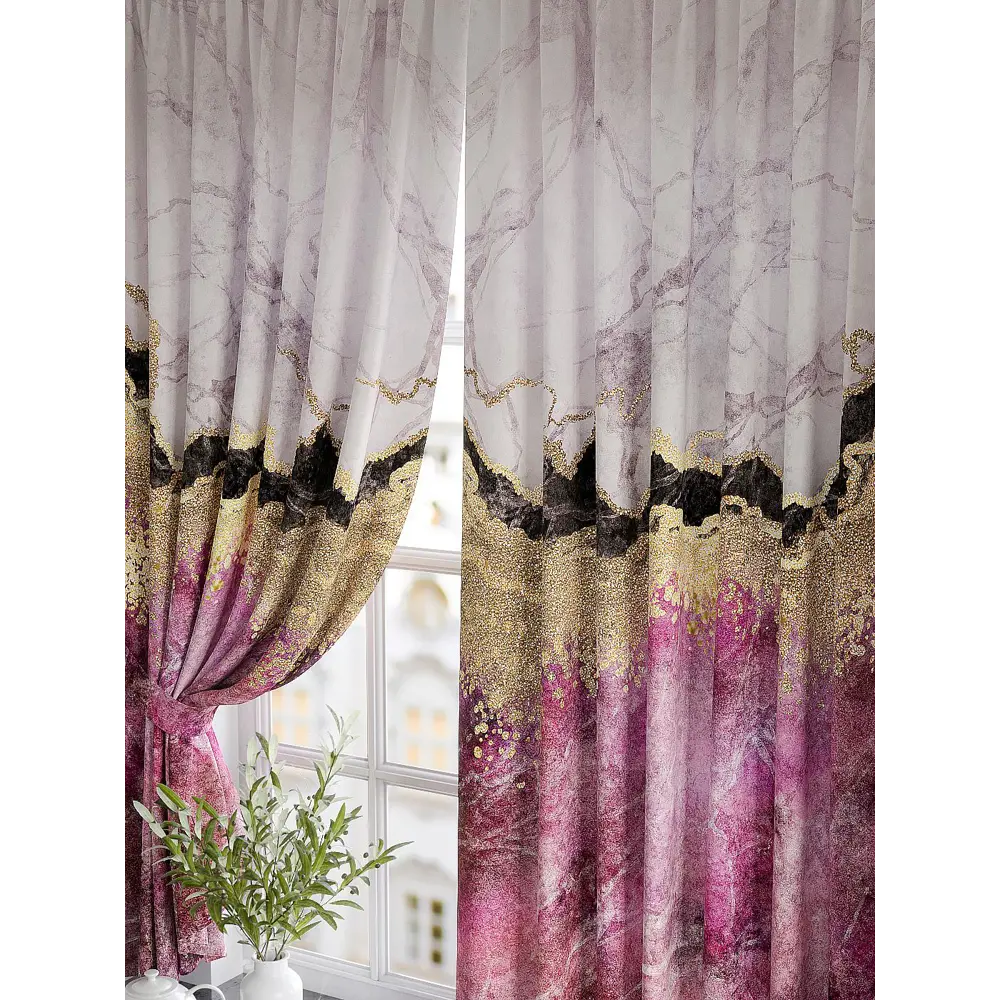 Фото Комплект штор At home Базовая коллекция AT920760 на шторной ленте 180x150 см цвет оранжевый