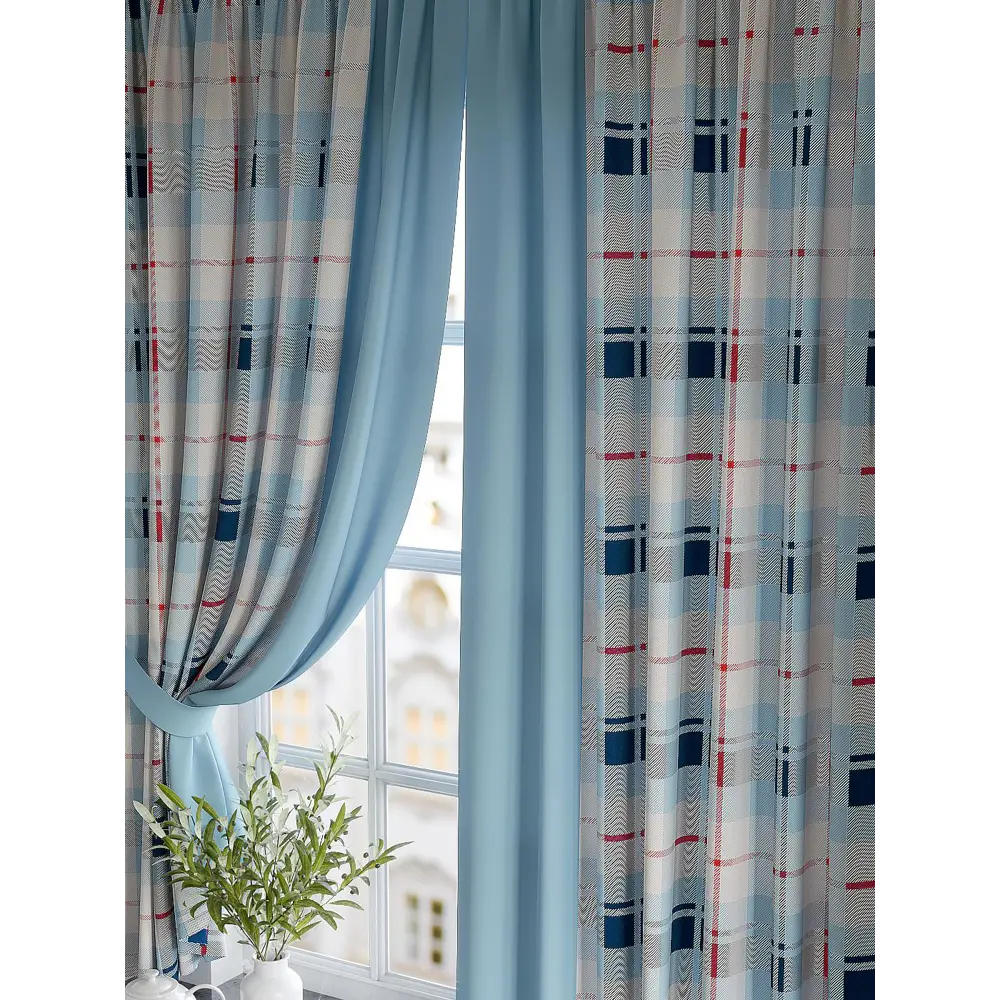 Фото 2 Комплект штор At home Базовая коллекция AT920660 на шторной ленте 180x150 см цвет синий Фото 2 Комплект штор At home Базовая коллекция AT920660 на шторной ленте 180x150 см цвет синий